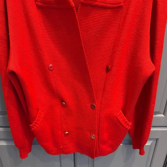 Brioni Roma Red Vintage Polo 100% Lana (Wool) Cardigan - Picture 3 of 12